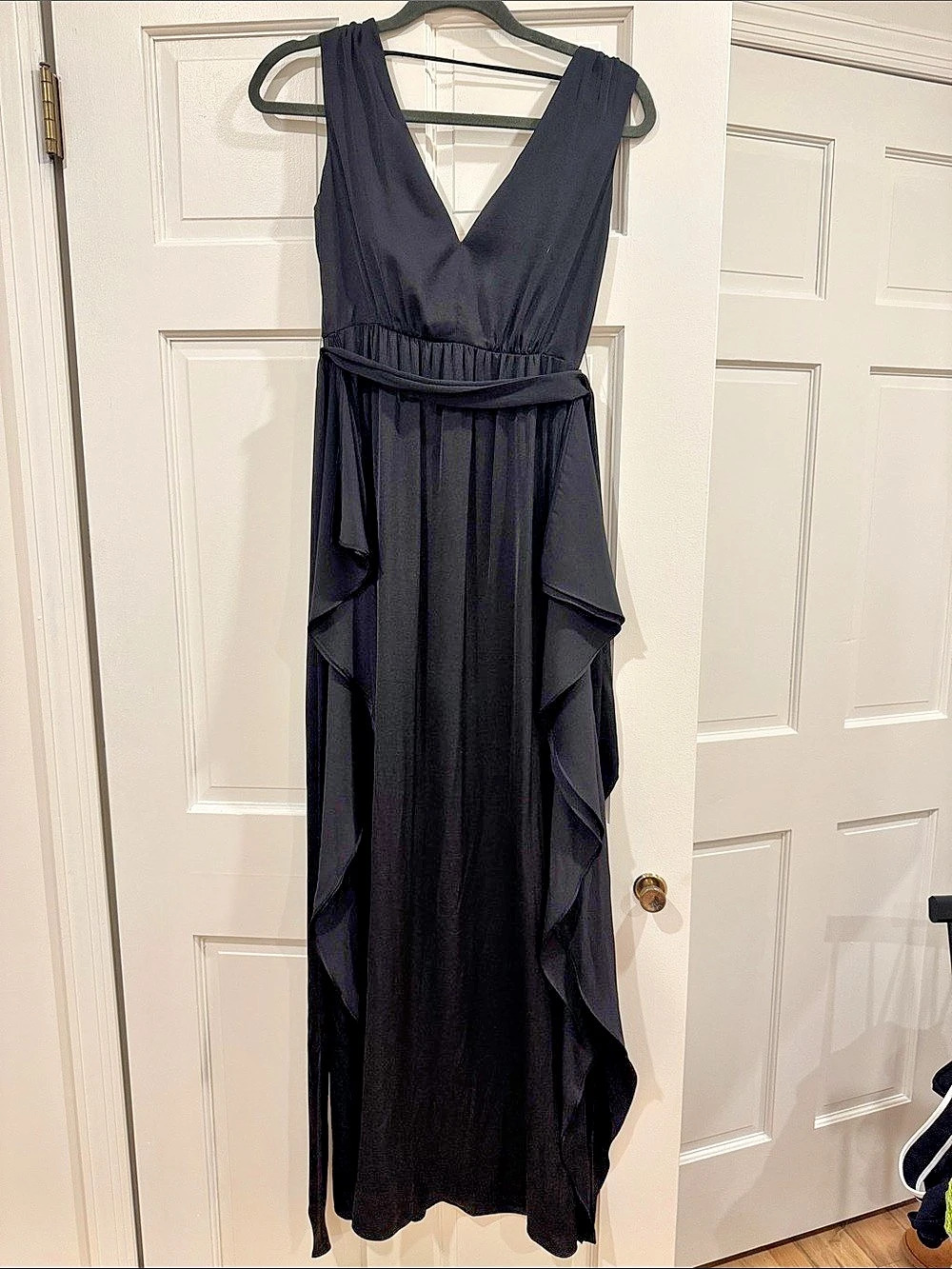 BCBGMAXAZRIA Tara Cascade Ruffle Dress Black Maxi Dress Size 0